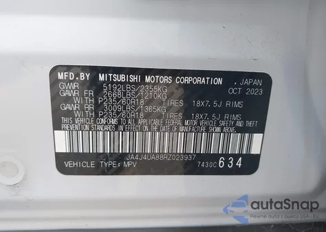 2024 Mitsubishi Outlander Es 2.5 S-Awc из США, поврежденный, VIN JA4J4UA88RZ023937